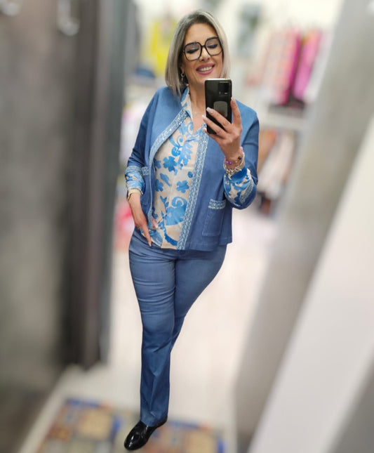 Giacca Donna in Bengalina Effetto Jeans