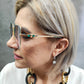 Occhiale da Sole Donna Montatura Squadrata in Metallo Verde Tiffany Lenti Fumé