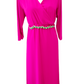 Abito Donna Curvy Lungo Stile Impero Color Fucsia con Catena Dorata in Vita Made in Italy