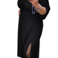 Abito Donna Lungo Tinta Unita Nero Stile Impero Scollo a V Ampio