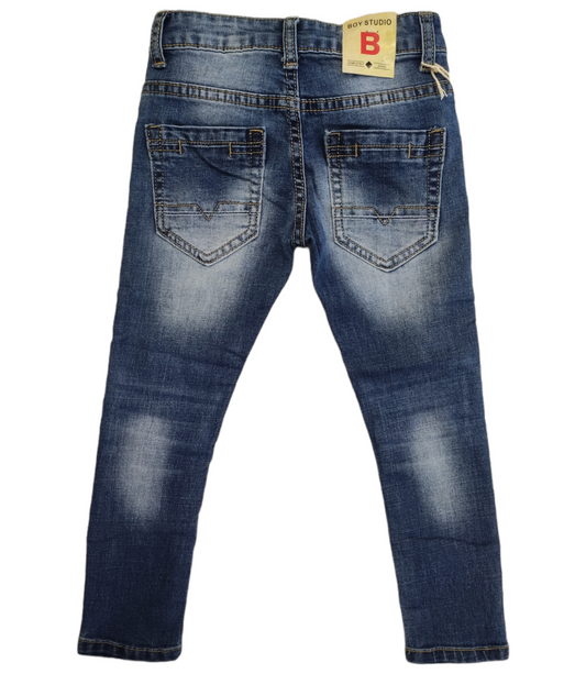 Jeans Elasticizzato Colore Chiaro Modello Skinny Vita Regolabile Bambino 4-12 Anni