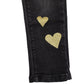 Jeans Nero Cinque Tasche con Cuoricini Glitterati Bambina 3/4 - 7/8 Anni