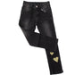 Jeans Nero Cinque Tasche con Cuoricini Glitterati Bambina 3/4 - 7/8 Anni