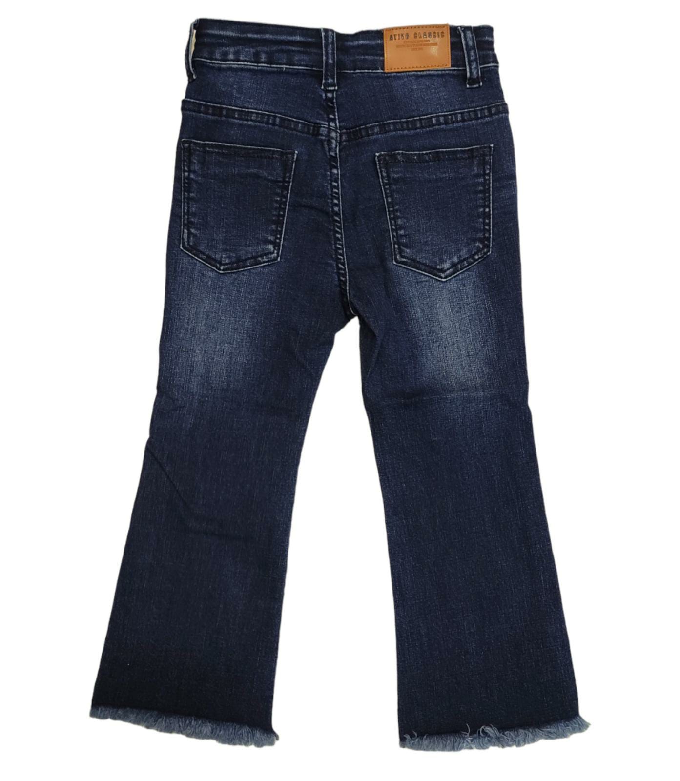 Jeans a Zampa Sfrangiato Invernale Bambina 4-14 Anni