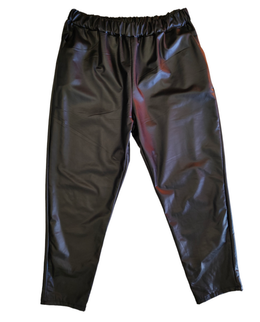 Pantalone Donna in Eco Pelle Elasticizzata Curvy e Oversize