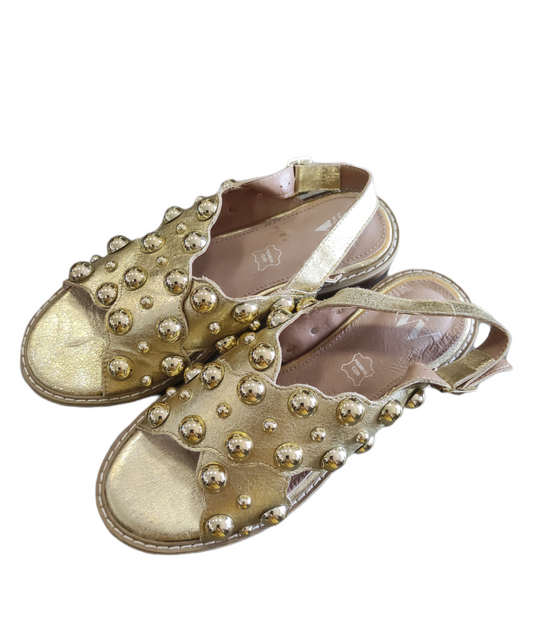 Low Golden Sandal with Studs