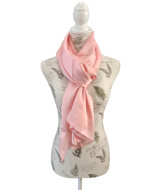 Solid Color Pink Silk Scarf