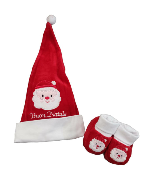 Set Cappello e Babbucce Natale Neonato Neonata