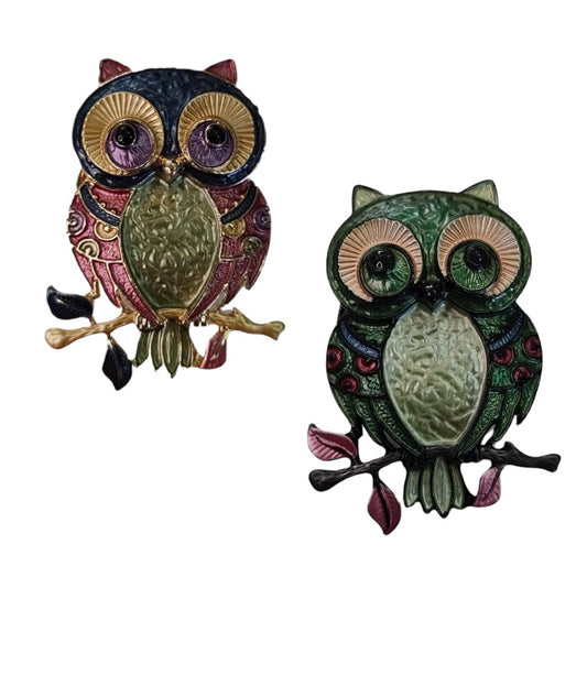 Multicolored Owl Magnet Brooch