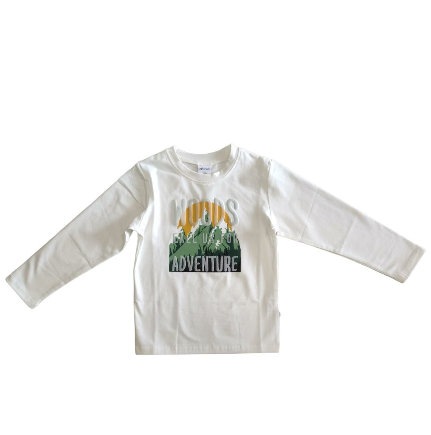 T-shirt Caldo Cotone Invernale Bianca con Stampa Bambino 4-16 Anni