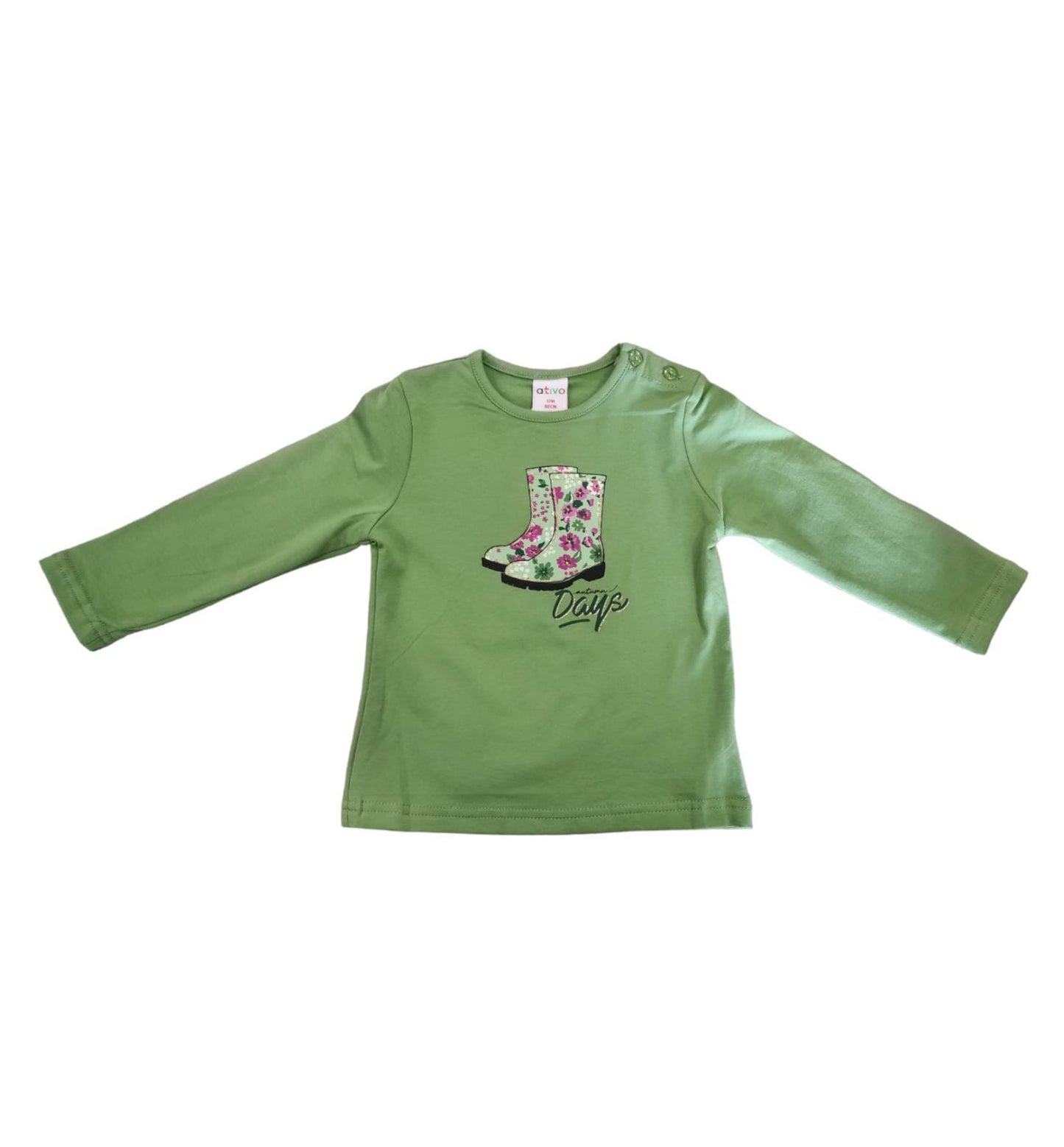 T-shirt Caldo Cotone Invernale con Stampa Stivaletti Bambina 6-36 Mesi