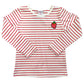 T-shirt Cotone Manica Lunga Primaverile a Righe Bianche e Rosse Bambina 4-14 Anni