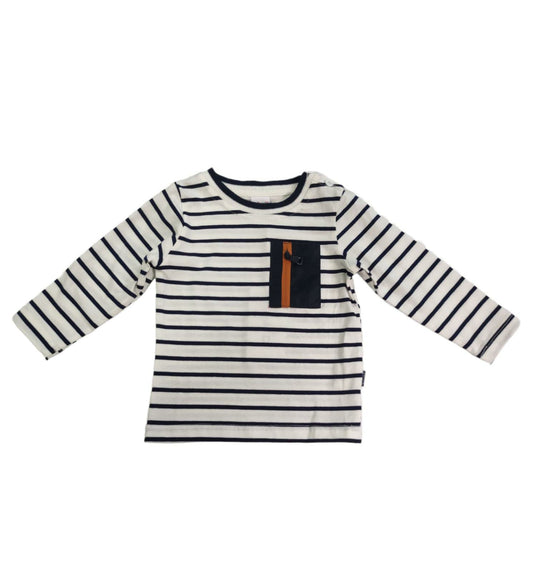 Long Sleeve Striped T-shirt with Pocket for Baby Boys 6-36 Months