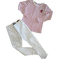 T-shirt Cotone Manica Lunga Primaverile a Righe Bianche e Rosse Bambina 4-14 Anni